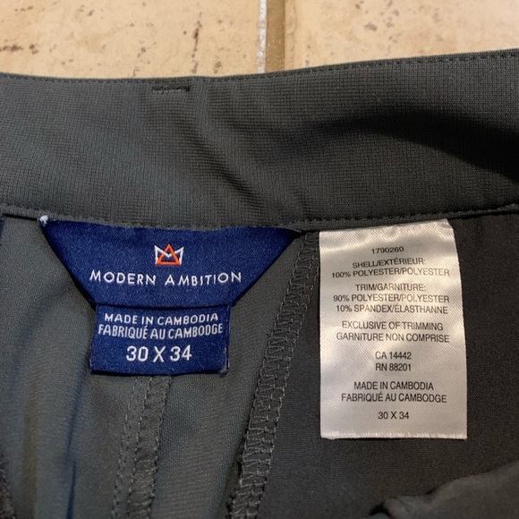 Modern Ambition Men's Slim Fit Performance Pants 30x34 Black/Charcoal - Picture 4 of 5